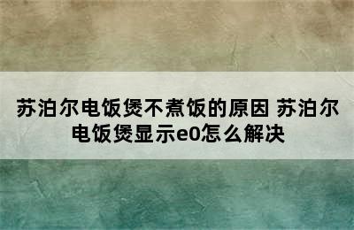 苏泊尔电饭煲不煮饭的原因 苏泊尔电饭煲显示e0怎么解决